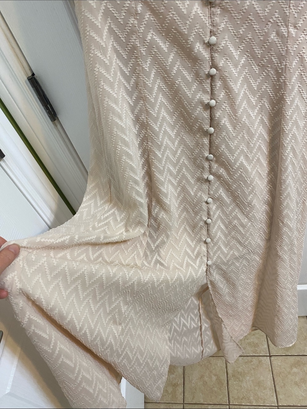 Dex Chevron Princess Flutter Sleeves Light Pink Elegant Button Maxi Dress Medium - Picture 5 of 9